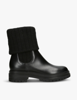 GIANVITO ROSSI - Tenney ribbed-cuff leather Chelsea boots | Selfridges.com