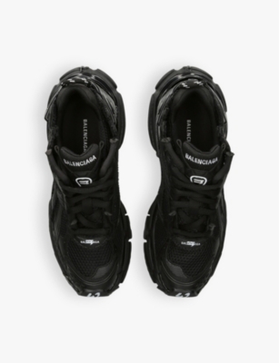 Shop Balenciaga Mens Runner Logo-printed Matte Mesh And Faux-leather Low-top Trainers Black Eur 40 / 6 Uk