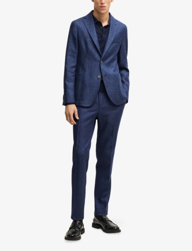 Notched-Lapel Single-Breasted Slim-Fit Woven Blazer
