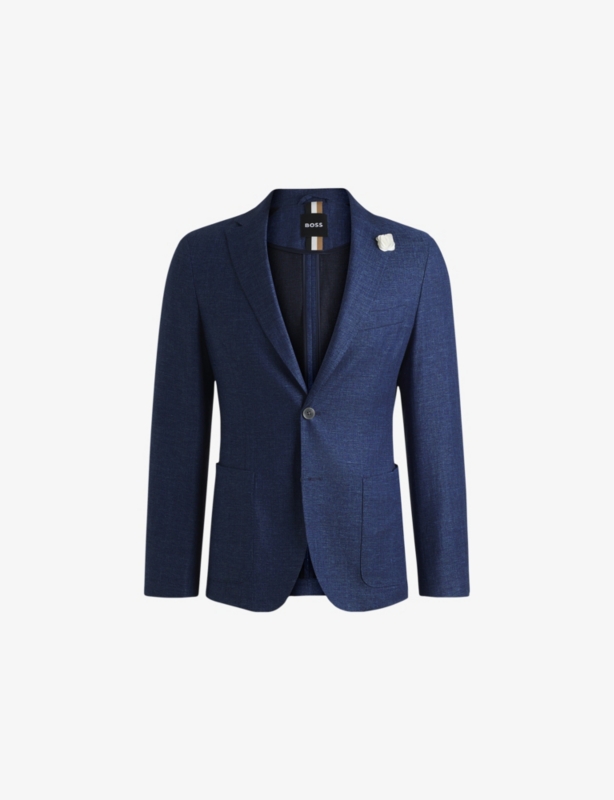 Notched-Lapel Single-Breasted Slim-Fit Woven Blazer