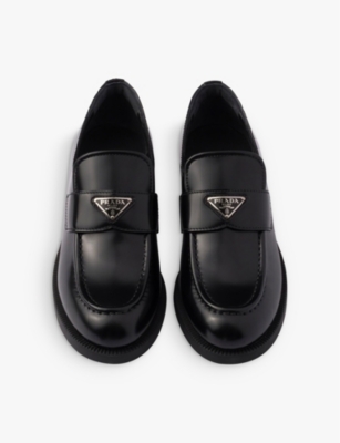 Brand-plaque leather loafers