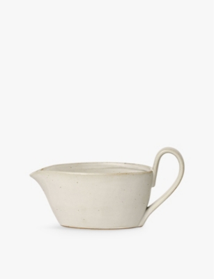 Ferm Living Off-white Speckle Flow Porcelain Sauce Boat In Off-white Speckle
