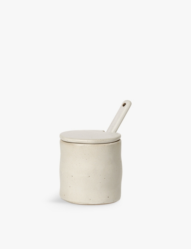 Flow porcelain jar with spoon 8cm