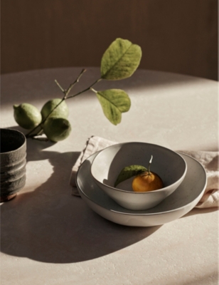 FERM LIVING OFF-WHITE SPECKLE FLOW LARGE PORCELAIN BOWL 19.5CM 