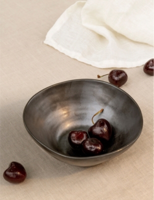 FERM LIVING BLACK FLOW MEDIUM PORCELAIN BOWL 14.5CM