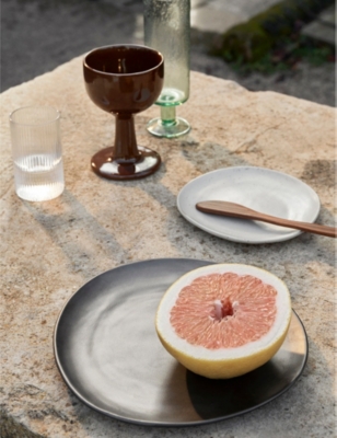 Ferm Living Black Flow Medium Porcelain Plate 22cm In Black