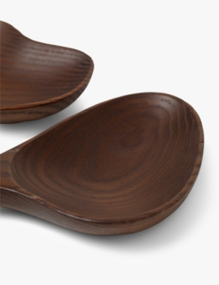 FERM LIVING DARK BROWN OS ASH-WOOD SALAD SERVERS 