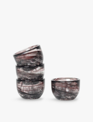 Ferm Living Deep Brown Tinta Set Of Four Glass Egg Cups In Deep Brown