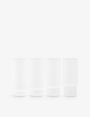 FERM LIVING: Ripple geometric-contour long drinking glasses set of four