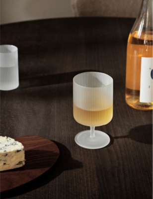 FERM LIVING OSTED RIPPLE GEOMETRIC-CONTOUR WINE GLASSES SET OF TWO 