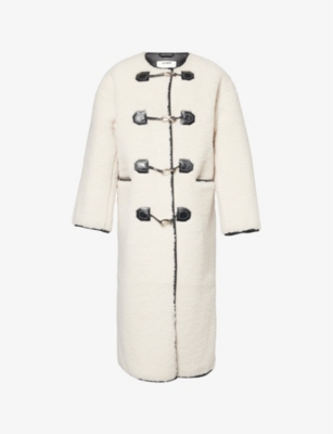 4th & Reckless Womens Cream Heyworth Round-neck Faux-shearling Coat In Cream