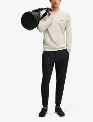 BOSS: Crewneck Long-Sleeve Stretch-Cotton T-Shirt