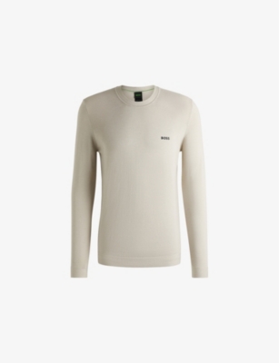 BOSS: Crewneck Long-Sleeve Stretch-Cotton T-Shirt