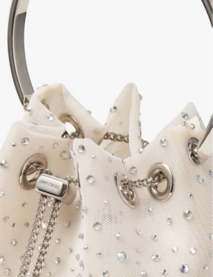 Jimmy Choo Embellished Bon Bon Top-handle Bag In White/crystal