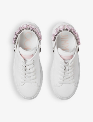 JIMMY CHOO: Diamond Sling crystal-embellished leather slingback low-top trainers