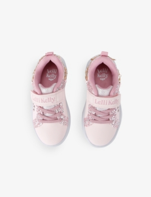 Shop Lelli Kelly Ds' Gioiello Gem-embellished Woven Traine In Pale Pink