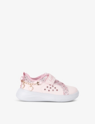 Shop Lelli Kelly Ds' Gioiello Gem-embellished Woven Traine In Pale Pink