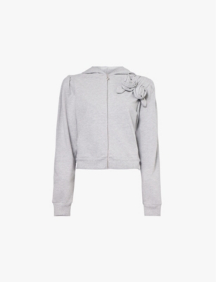 SANDY LIANG - Sookie rose-appliqué cotton-jersey hoody