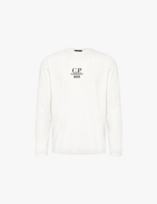 CP COMPANY: Excl 909 logo-embroidered long-sleeve cotton T-shirt