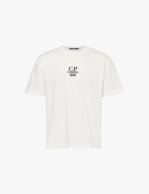 C.p. Company Mens Cp Company Excl 909 Logo-embroidered Cotton T-shirt In Gauze White