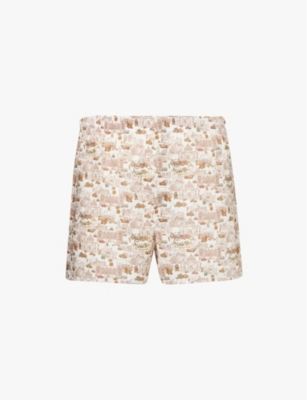 Sunspel Mens Londons Calling Elasticated Waistband Regular-fit Cotton Boxer Shorts In Londons Calling