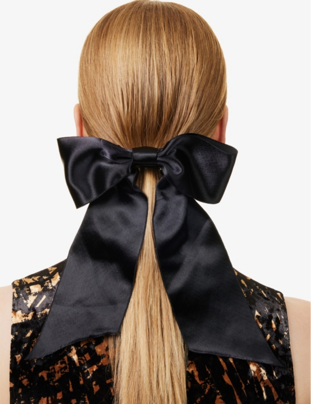 Anya bow silk-satin barrette