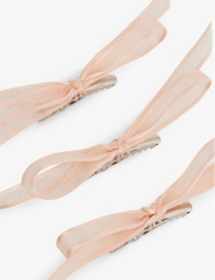 LELET NY: Sophie bow pack of three silk-chiffon clips