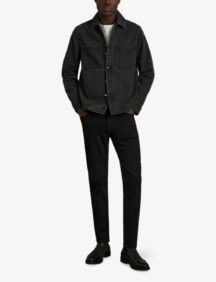 Reiss Mens Stay Black Picton Slim-fit Stretch-denim Jeans In Stay Black