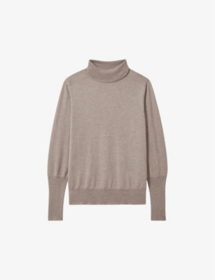 Shop Reiss Womens  Wren Roll-neck Knitted Jumper In Mink
