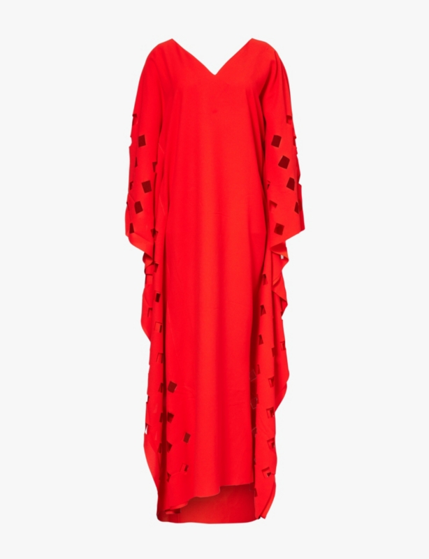 V-neck cut-out crepe kaftan