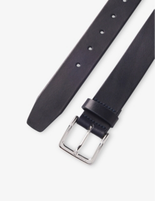 BOSS: Logo-Engraved Buckle Leather Belt