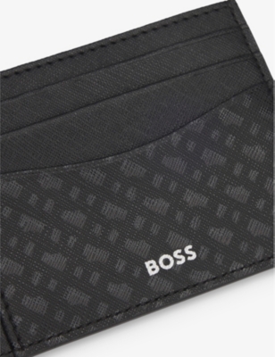Hugo Boss Womens Black Brand-print Leather Wallet In Black