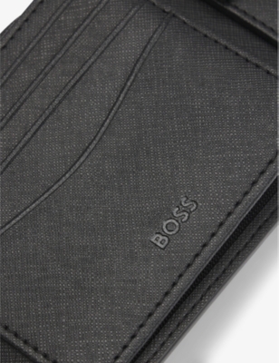 BOSS: Brand-Print Bifold Leather Wallet