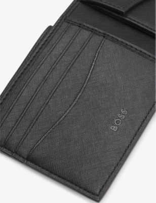 BOSS: Brand-Print Bifold Leather Wallet