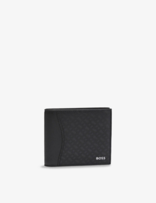 BOSS: Brand-Print Bifold Leather Wallet