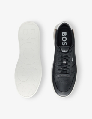 BOSS: Debossed-Branded Leather Low-Top Trainers