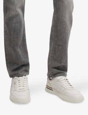 BOSS: Debossed-Branded Leather Low-Top Trainers