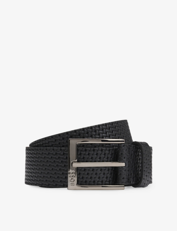 Brand-Engraved Leather Belt