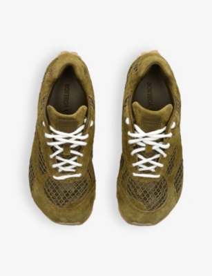 BOTTEGA VENETA: Orbit suede and mesh low-top trainers