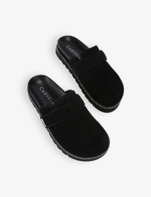 CARVELA WOMENS CARVELA DAZZLE EMBELLISHED-TRIM SUEDE MULES 