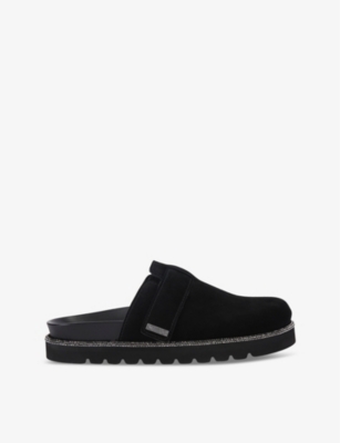 Carvela Womens  Dazzle Embellished-trim Suede Mules In Black