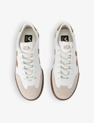 Veja Volley Mixed Leather Wing-tip Sneakers In Tan Comb