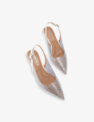 CARVELA: Lovebird Rhinestone Vinyl Slingback Courts
