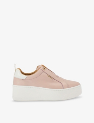 Carvela Womens Pink Connected Laceless Leather Low-top Flatform Trainers