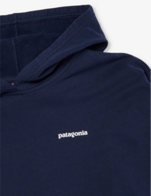 Patagonia Logo Text-print Cotton Hoody 5-14 Years In P-6 Logo: New Navy
