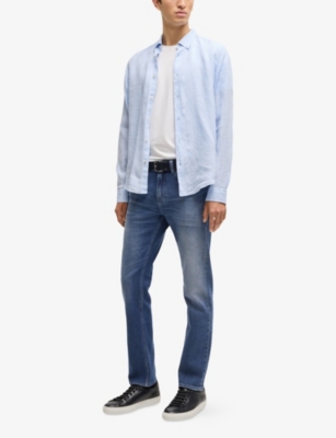 BOSS: Business Leisure Straight-Leg Regular-Fit Stretch-Denim Jeans
