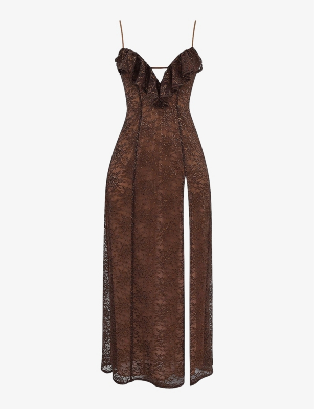 Lucianna lace-embroidered slim-fit woven maxi dress