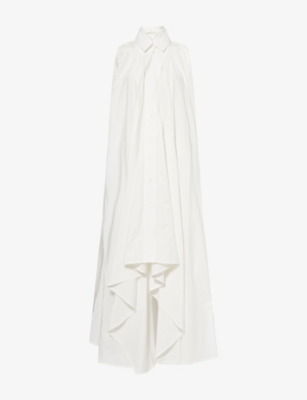 Marc Lebihan Womens Sleeveless Trapeze Kimono Cotton-poplin Maxi Dress Blanc
