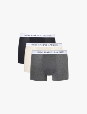 POLO RALPH LAUREN: Logo waistband classic-fit stretch-cotton trunks pack of three