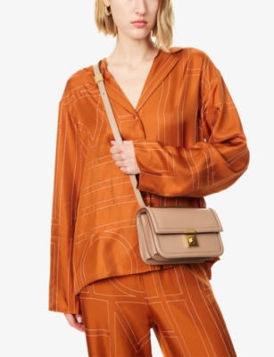Demellier Womens Dark Sand F02 Paris Leather Shoulder Bag